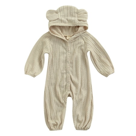 

Yinyinxull Infant Newborn Baby Girls Boys Jumpsuit Long Sleeve Cute Ear Romper Autumn Spring Clothes Beige 9-12 Months