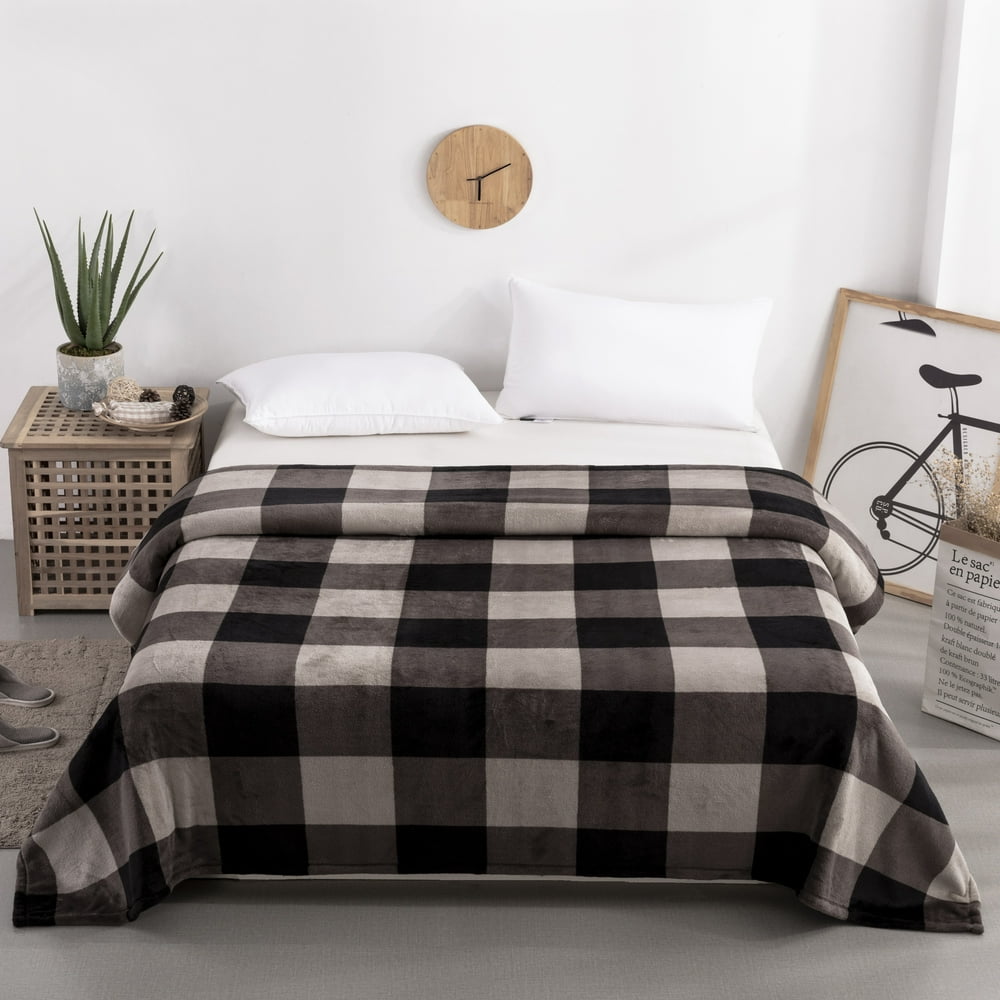 Mainstays Super Soft Plush Blanket, Full/Queen, Khaki Plaid Walmart
