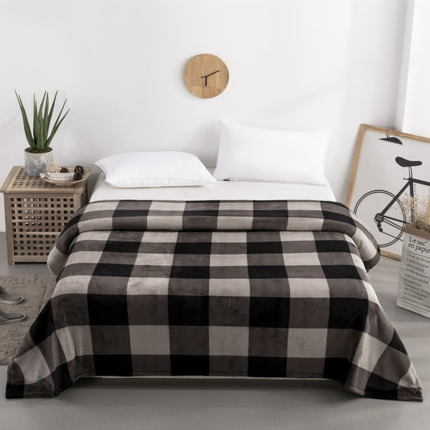 Mainstays Super Soft Plush Blanket, King, Khaki Plaid