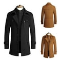 thumbnail image 5 of XMMSWDLA 2022 Men Tops Solid Color en Cloth Button Lapel Overcoat Jacket, 5 of 8