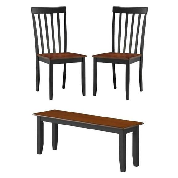 Home Square 3-Piece Set with 2 Dining Chairs & Bench in Black/Cherry