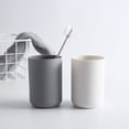 thumbnail image 5 of Laklulu Vaso de baño, soporte para cepillos de dientes, juego de 3, plástico de calidad alimentaria, absolutamente irrompible (blanco, gris, marrón), 5 of 5