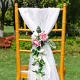 thumbnail image 4 of Ifeng Wedding Aisle Chair Decorations Set Of 8, Pink Cream Artificial Rose Flowers With Chiffon Ribbons, Floral Church Chair Bench Decor For Wedding C, 4 of 4
