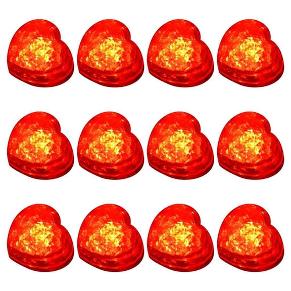 12pcs Water Activated Flashing Multicolor Heart Shape Ice Cubes Drink Cup LED Decorations Wine Glass Accessories