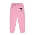 thumbnail image 6 of gcong Girls Two Piece Outfits Bow Graphic Print Hoodie Sweatpants Set Oversized Sweatshirt and Sweatpants Cute Tracksuit Kids Clothes 2-13 Years Pink, 6 of 7
