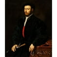thumbnail image 2 of Veneto-Lombard School 12x14 Black Ornate Wood Framed Double Matted Museum Art Print Titled: Portrait of a Young Nobleman (circa 1545), 2 of 5