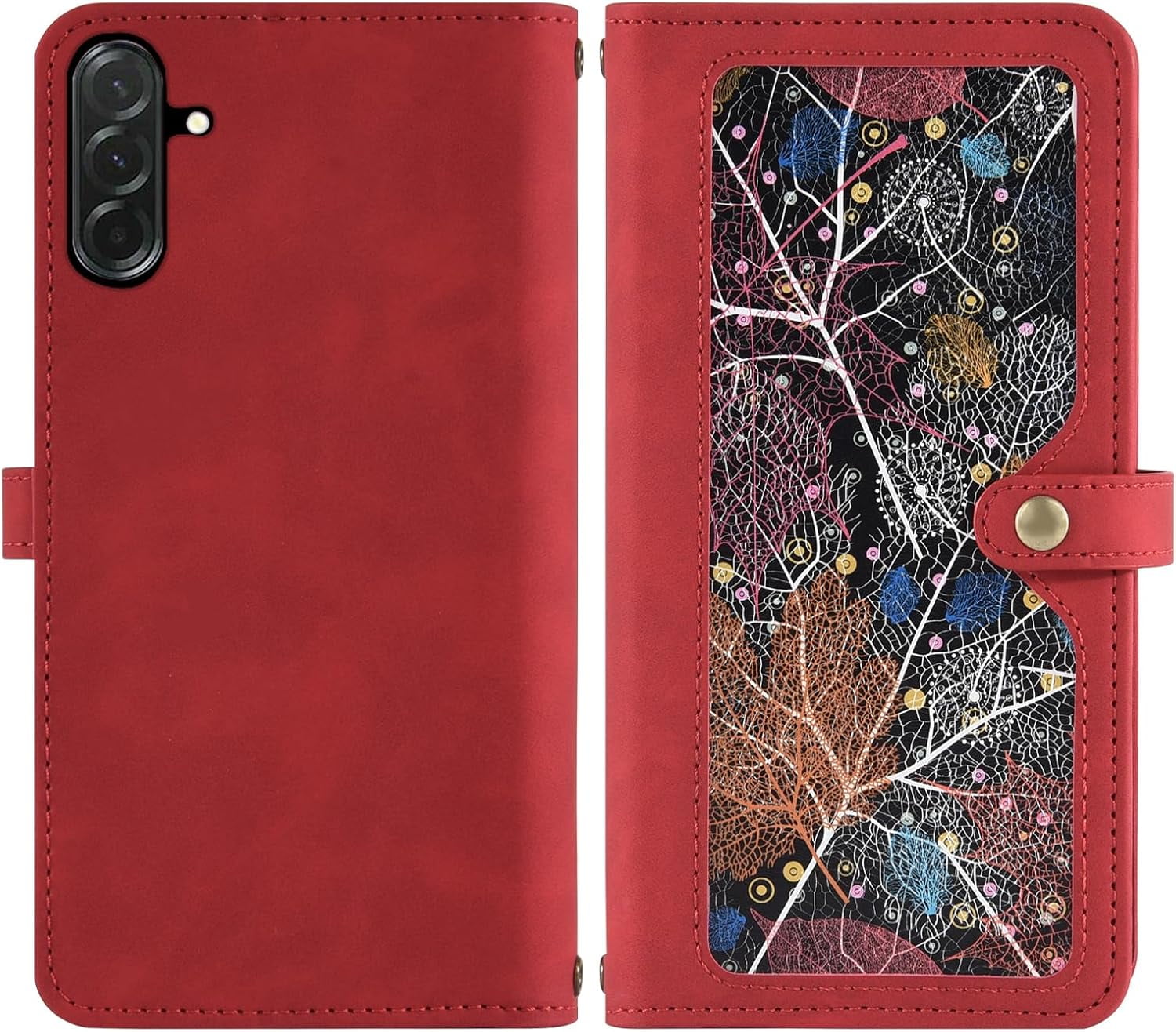 Asuwish Phone Case for Samsung Galaxy A36 5G Wallet Cover With Tempered Glass Screen Protector Crossbody Wrist Strap Flip Pattern Zipper Credit Card Holder Stand Cell A 36 36A LTE SM-A366U Women Red