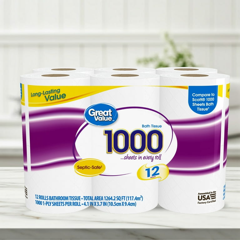 Great Value Toilet Paper, 12 Rolls, 1000 Sheets photo 4