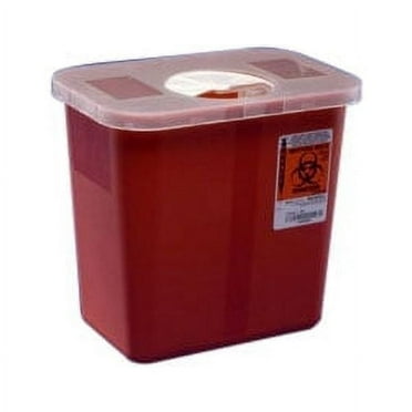 Kendall Healthcare Multi-Purpose Sharps Container With Rotor Lid 2 Gal, 8 Qt, Red, 10" H X 7-1/4" D X 10-1/2" W EA/1