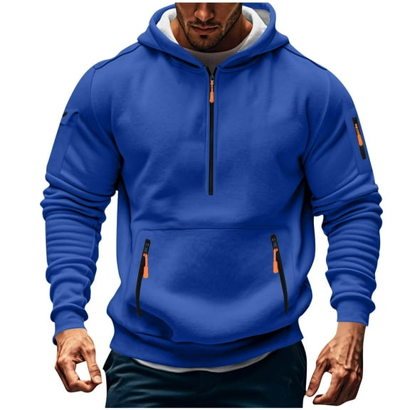 Paiwinds Men's Big & Tall Workwear Hoodie, Heavyweight Winter Pullover with Full Zipper & Pocket, Casual Loose Fit Fleece Lined Sweatshirt for Outdoor