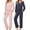 Pink Stripe/Navy Dots, variant on Ekouaer Womens 2 Pack Pajama Sets Long Sleeve Leopard Top with Pants Pjs Black Sleepwear Soft Lounge Sets
