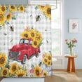 thumbnail image 4 of Shower Curtain Sunflower Red Truck Shower Curtains for Bathroom Decor, Waterproof Polyester Shower Curtain Set with Hooks, Extra Long 72" x 84" Farmhouse Grey Plaid, 4 of 9