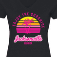 thumbnail image 4 of Inktastic Summer Enjoy the Sunshine Jacksonville Florida in Pink Women's V-Neck T-Shirt, 4 of 5