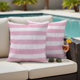thumbnail image 4 of Pink Striped Outdoor Waterproof Pillow Covers, Farmhouse Vintage Stripes Decorative Square Throw Pillowcase Sofa Cushion Sham for Patio/Couch/Chair, 24"x24" 2 Pack, 4 of 8