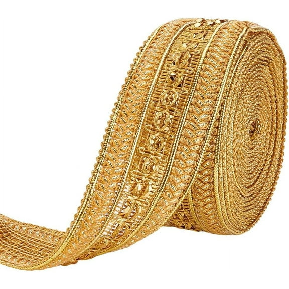 1 Set US 5 Yards Polyester Lace Ribbon Wave Edge Lace Trim Clothes Accessories Goldenrod 1-5/8 inch(42mm)