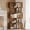 Brown, variant on Corner Bookshelf, 62.6" Tall 6-Tier L-Shaped Bookcase with Baffle, Freestanding Metal Wood Shelf for Home Office