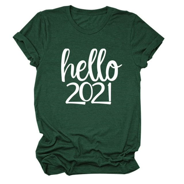 Hauts d'Été Grande Taille pour Femmes 2021 Col Rond Manches Courtes T-Shirt à Imprimé Lettres Blouse Décontractée Basique T-Shirt à Col en V pour Femme en Liquidation