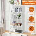 thumbnail image 4 of 5 Tier Storage Shelf with Wheels - Metal Collapsible Shelving Unit Display, Heavy Duty Folding Shelves, No Assembly Organizer Rack for Garage Kitchen, Basement, Pantry (White, 5 Tier), 4 of 8