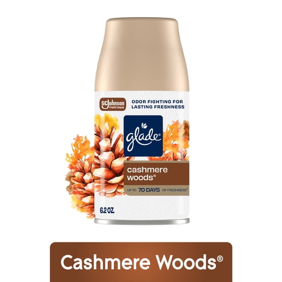 Glade Automatic Spray Refill 1 CT, Cashmere Woods, Automatic Air Freshener, 6.2 OZ.