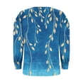 thumbnail image 3 of Craaazy Long Sleeve Shirts for Women V Neck Pleated Button Decorate T-Shirts Tunic Tops Casual Blouses Loose Fashion Printed Fall Tees Gifts For Women, 3 of 5