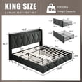 thumbnail image 3 of iPormis King Size Bed Frame with Charging Station , Upholstered Bed with 4 Storage Drawers, Dark Grey, 3 of 8