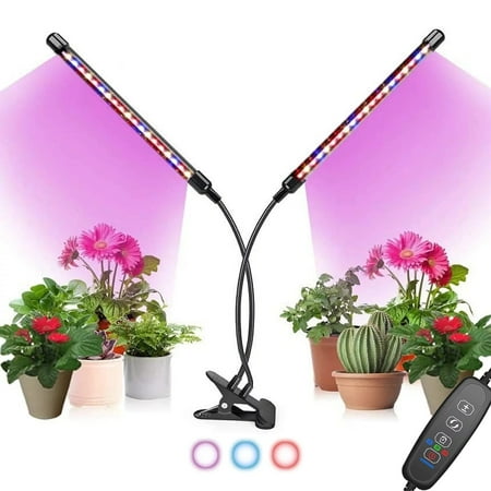 

Bamworld Grow Light for Indoor Plants Growing Lamps with Full Spectrum Red Blue Spectrum 3/9/12H Timer 10 Dimmable Level Adjustable Gooseneck 3 Switch Modes