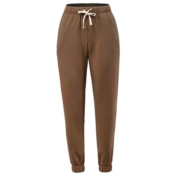 A2Y Women's Soft Fleece Drawstring Elastic Waist Stretch Pockets Joggers Sweatpants Mocha S