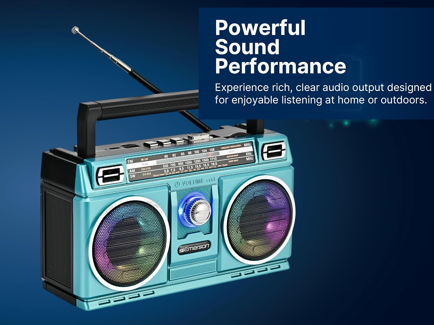 Emerson Portable Bluetooth Boombox with 4-Band Shortwave Radio photo 5