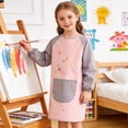 thumbnail image 2 of KHONTS Kids Waterproof Apron Kids Artist Smock Paiting Art Aprons Chef Baking Apron Classroom Craft Apron,Size 3-12 Years Pink1 M, 2 of 5