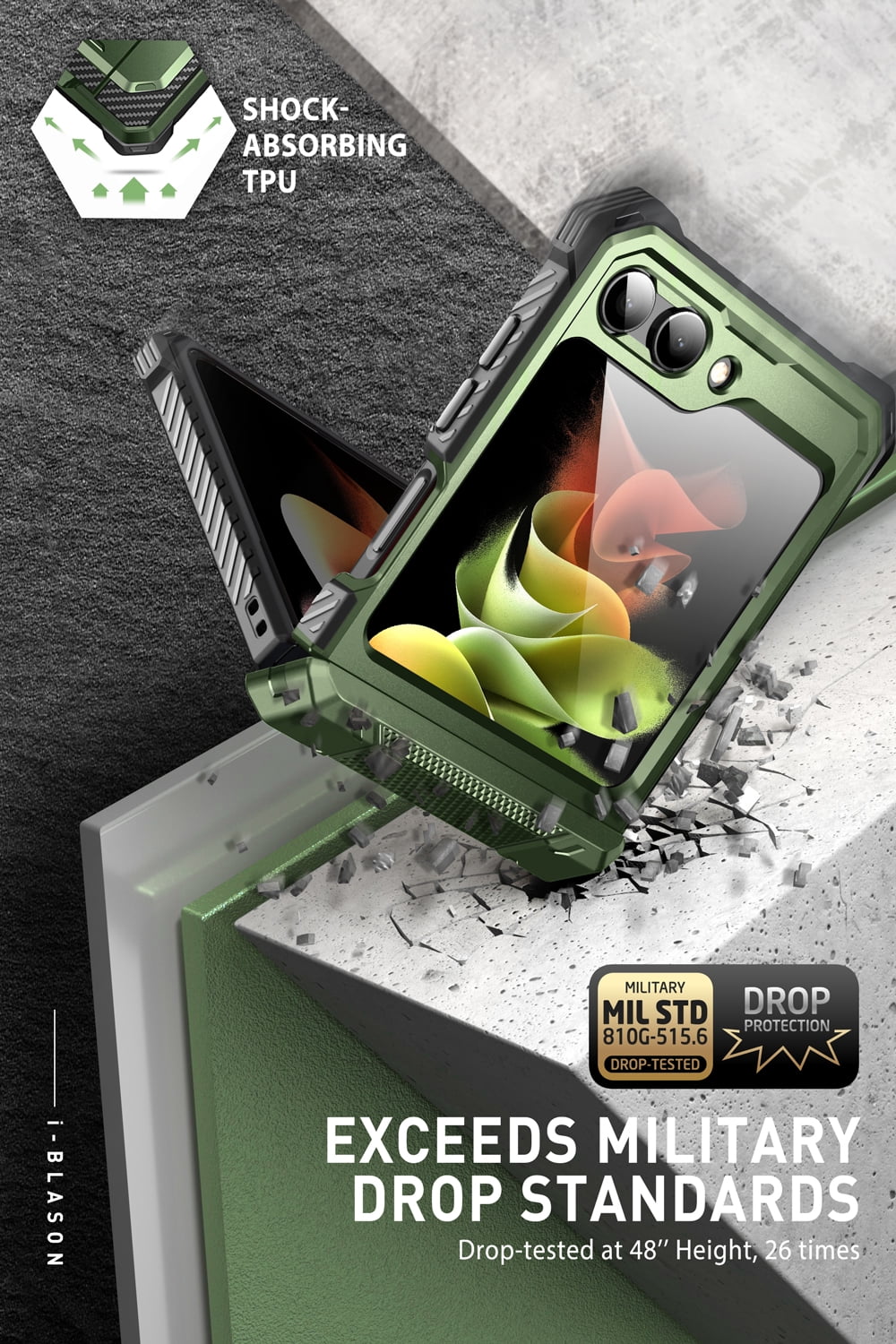 i-Blason Armorbox Series Case for Samsung Galaxy Z Flip 5 5G (2023), Full-Body Rugged Holster Case with Shock Reduction/Bumper (Guldan)