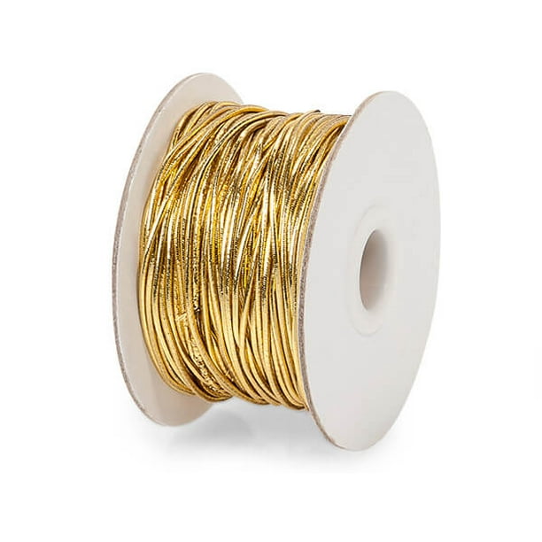Pack Of 1, Solid Gold Metallic Elastic Stretch Cord 1/16" x 50 Yds