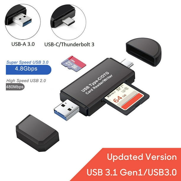 Lecteur de Carte USB C 5 en 1 CF | SD | Micro SD | TF | MS | M2 Lecteur de  Carte mémoire Externe avec USB 3.0 Compatible pour Windows | Mac OS | Linux