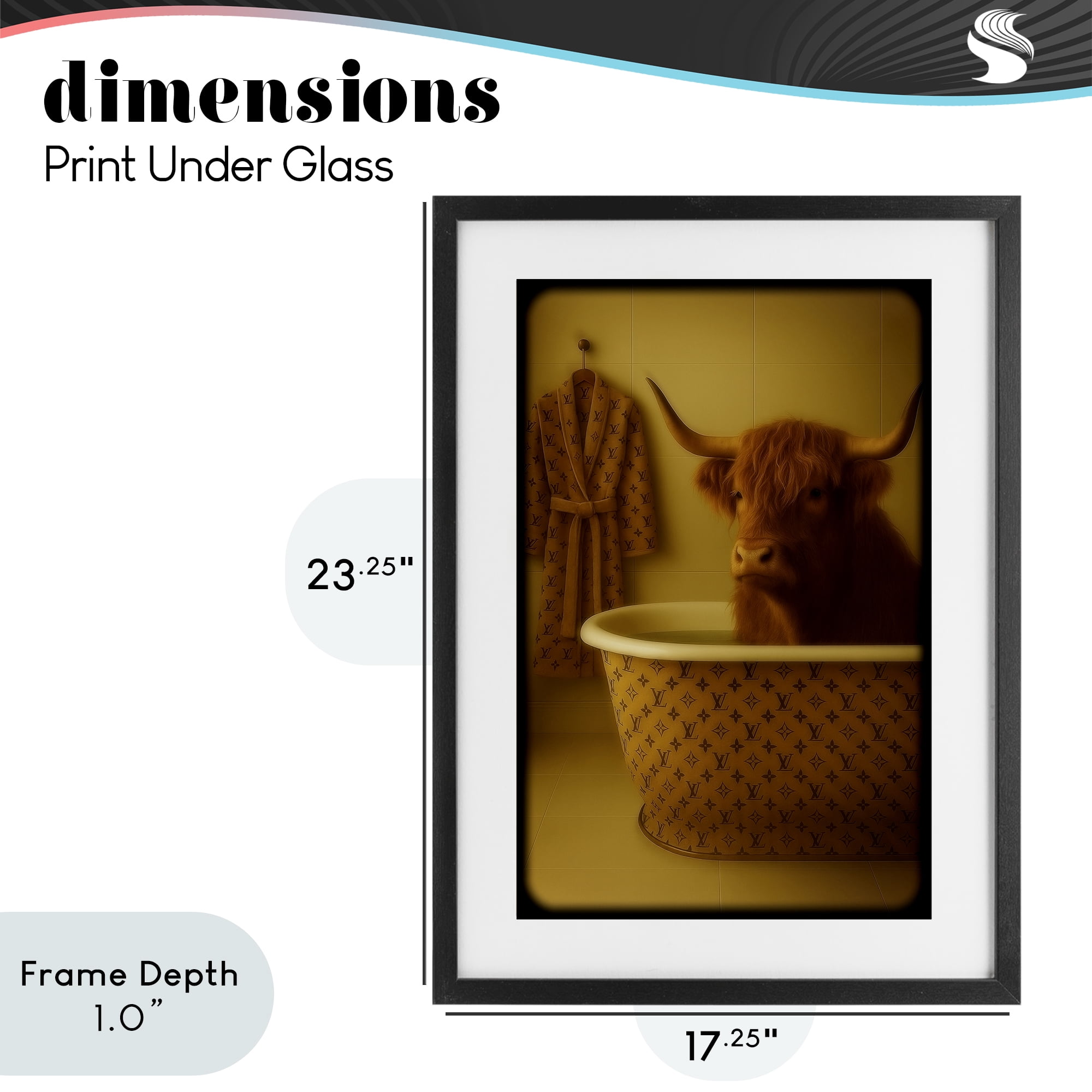 Stupell Industries Couture Highland in Luxury Tub Black Framed Print Under Glass, design by Grotto Studios