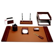 Mocha Leather 10-Piece Desk Set