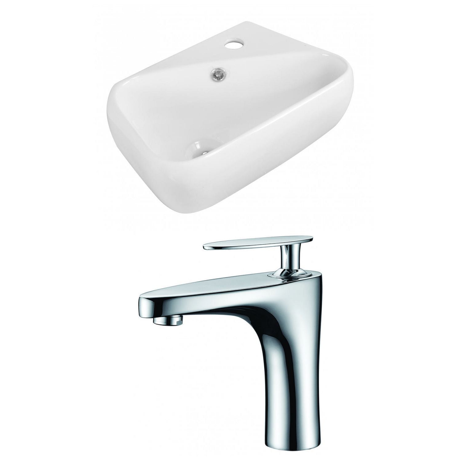 American Imaginations -in. W Above Counter White Bathroom Vessel Sink Set For 1 Hole Right Faucet AI