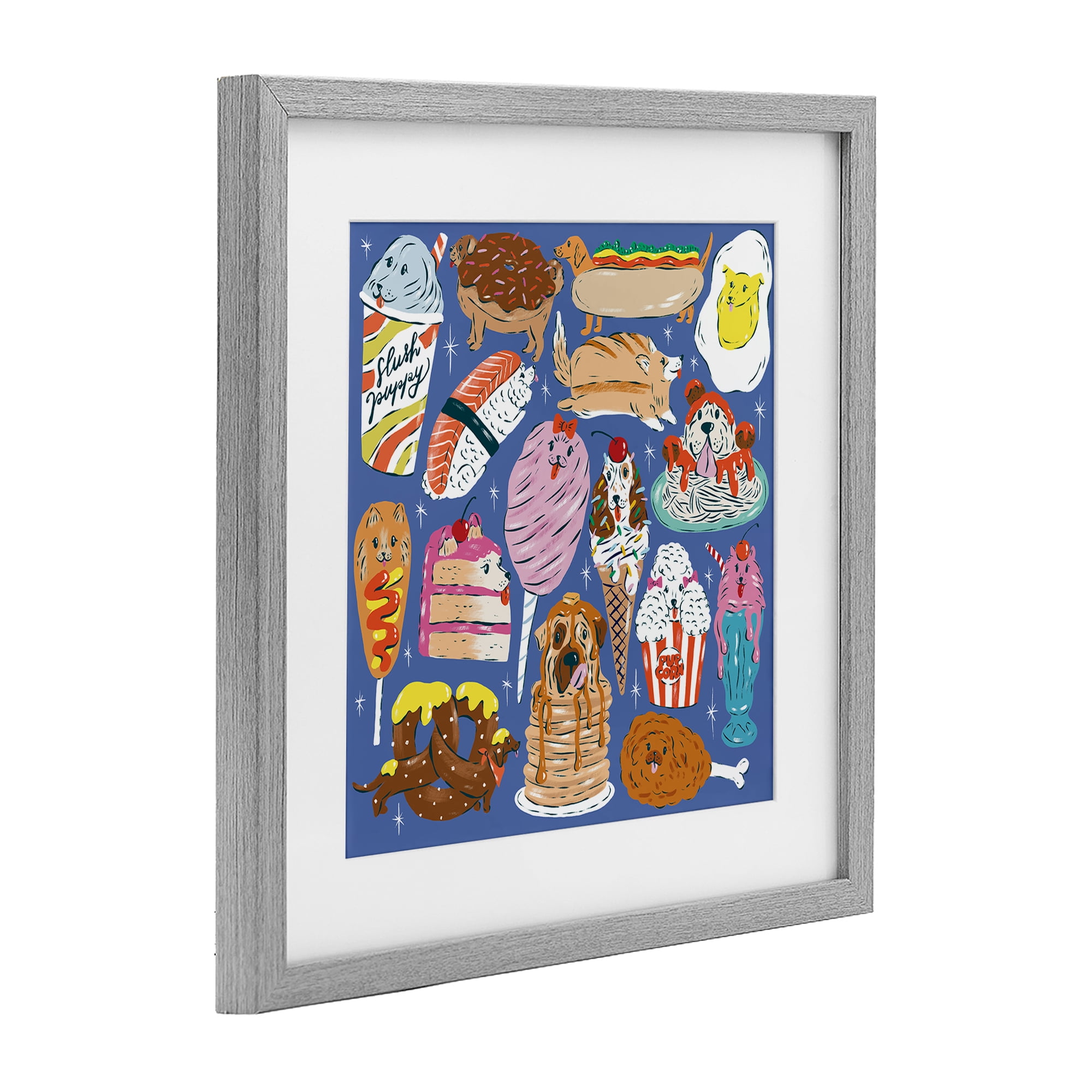 Stupell Industries Dog Foods Puzzle Illustration Black Framed