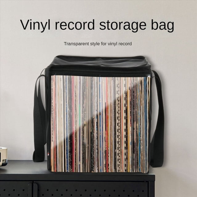 2X Vinyl Record Carrying Storage Case Travel Storage Bag Dustproof Case with Lid Handles for 12 Inch Vinyl Albums