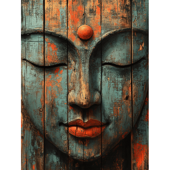 Serene Buddha Wooden Wall Art Canvas Print， Perfect for Yoga Studio， Meditation Room， Living Room， Bedroom， and Office Decor.