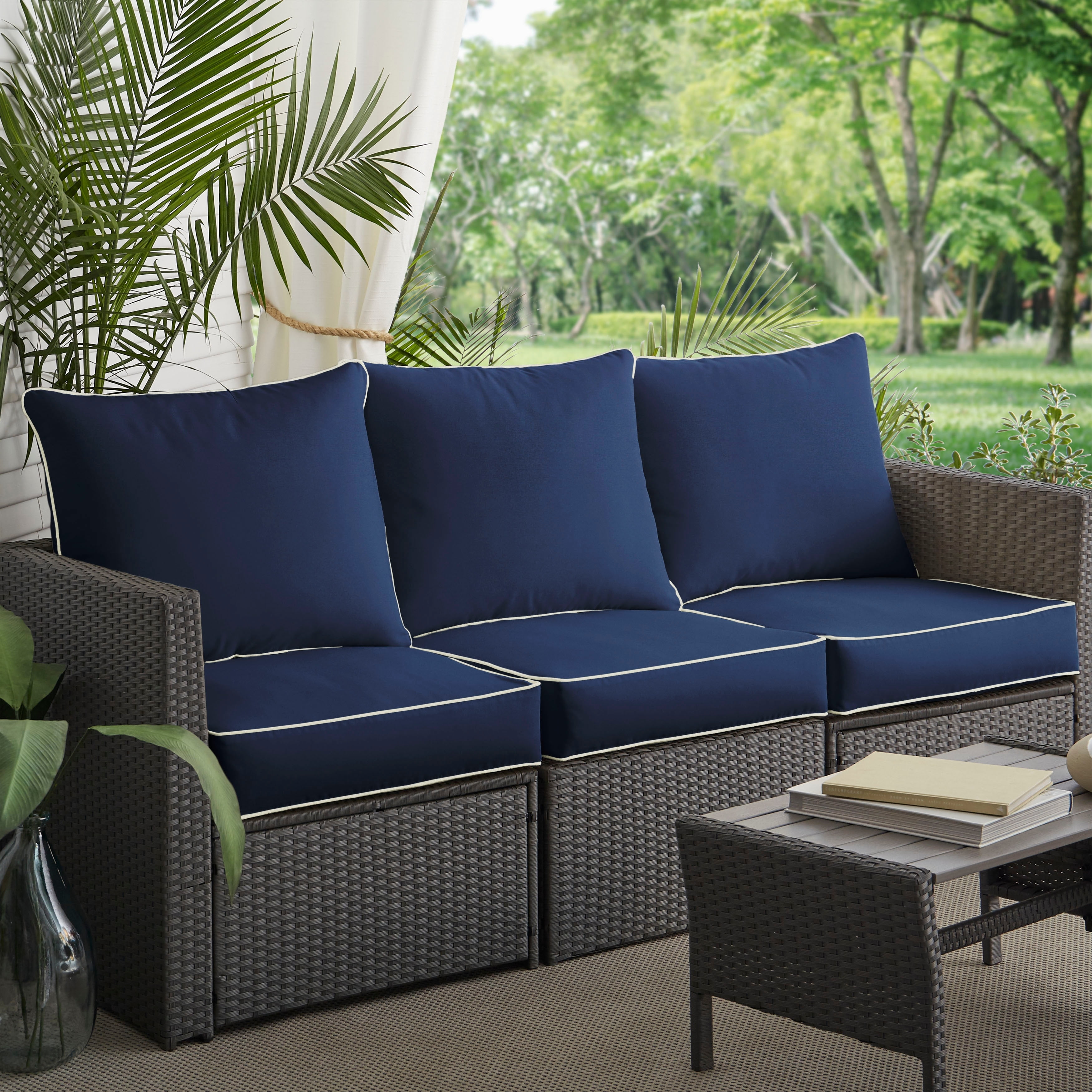 Humble and Haute Humble + Haute Sunbrella Canvas Navy Patio Sofa