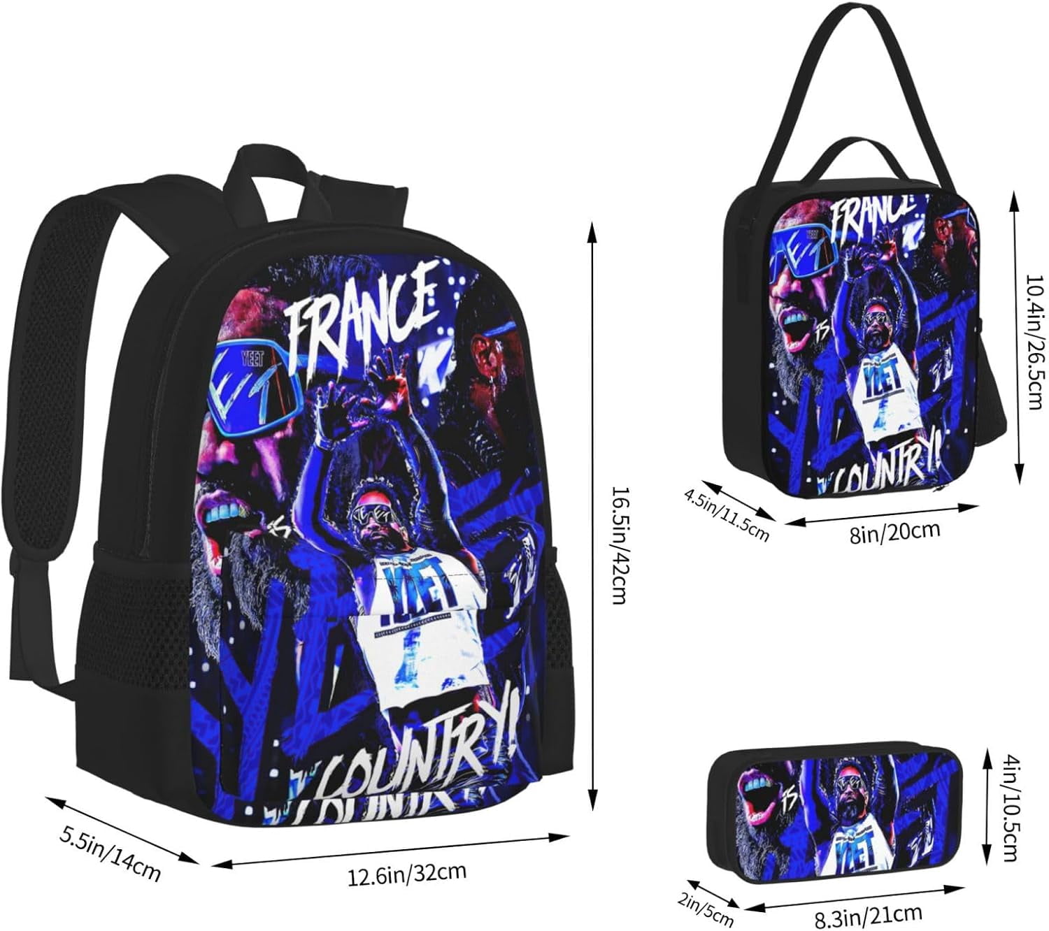 Jey USO Wrestler Backpack 3 Pieces Set With Lunch Box And Pencil Case Combination for Work/Sport/Picnic Beautiful Laptop Backpack Travel Daypack Stationery Bag