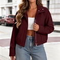 thumbnail image 6 of Enjoytime Fall Jackets for Women Stand Collar Button Zip Up Jacket Winter Casual Long Sleeve Cropped Coat with Pockets, 6 of 8