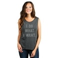thumbnail image 2 of I Do What I Want Women's Fashion Sleeveless Muscle Workout Yoga Tank Top Charcoal Grey 2X-Large, 2 of 3