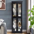 thumbnail image 4 of Elegant Lighted Glass Curio Display Cabinet - Wooden Frame Storage for Living Room, Kitchen & Pantry - Includes Light Bulb - Ideal for Wine, Toys & Collectibles - Black, 4 of 16