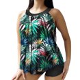 thumbnail image 2 of Otvok Plus Size Womens Tankini Sets Two Piece Tummy Control Bathing Suits with Shorts Modest Loose Athletic Swimwear XXL Black, 2 of 6