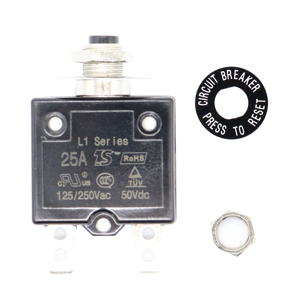Manual Reset Circuit Breaker 125-250V AC 50V DC Push Button Thermal Circuit Breaker