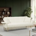 thumbnail image 2 of Smilegend Convertible Teddy Velvet Sofa Bed - Folding Armrests, Adjustable Backrest, Beige, 2 of 8