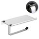 thumbnail image 1 of Soporte de papel higiénico con estante para teléfono, dispensador de rollo de tejido cromado pulido de acero inoxidable, soporte de papel de tejido de pared compatible con baño Afortunado Sencillez, 1 of 5