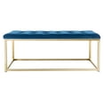 thumbnail image 6 of SAFAVIEH Reynolds Contemporary Modern Glam Tufted Bench, Navy/Brass, 6 of 8