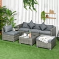thumbnail image 2 of Outsunny Patio Wicker Sofa Furniture Set with Cushions Mixed 6 Pieces grey, 2 of 10