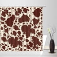 thumbnail image 2 of Milk Cow Print Shower Curtain, Brown Cowhide Funny Farm Animal Skin Milk Cow Print Vintage Western Rustic Farmhouse Creative Fabric Bathroom Decor Sets with Hooks, 2 of 3